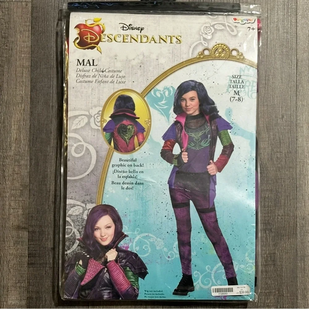 New Child’s Size M (7-8) Disney Descendants Mal 4-Piece Deluxe Halloween Costume - Picture 2 of 5